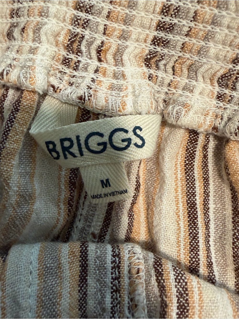 Briggs New York High-Waist Striped Shorts in Beige & Brown - Picture 7 of 8